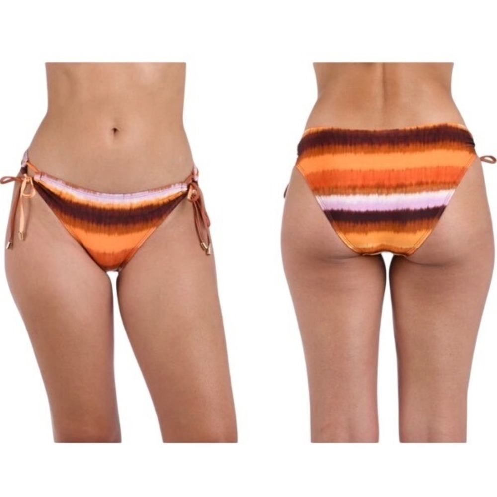 La Blanca Sunset Striped Hipster Bikini Bottom Orange Brown Size 16 (L)
